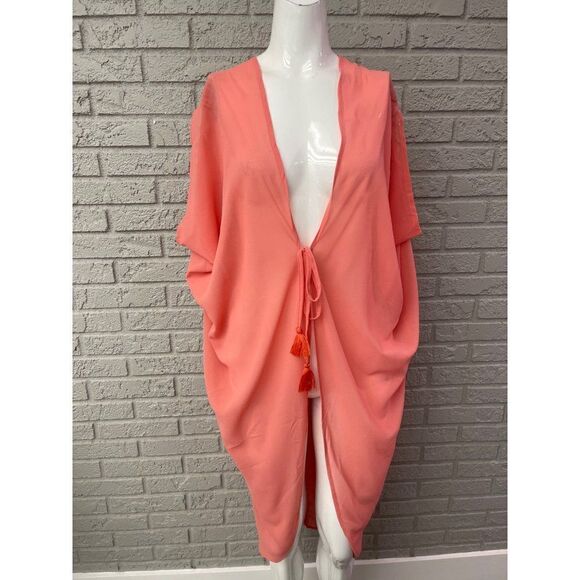 Lulu Chiffon Tie Front Cocoon Cover-Up Duster Size S/ M - Picture 1 of 8